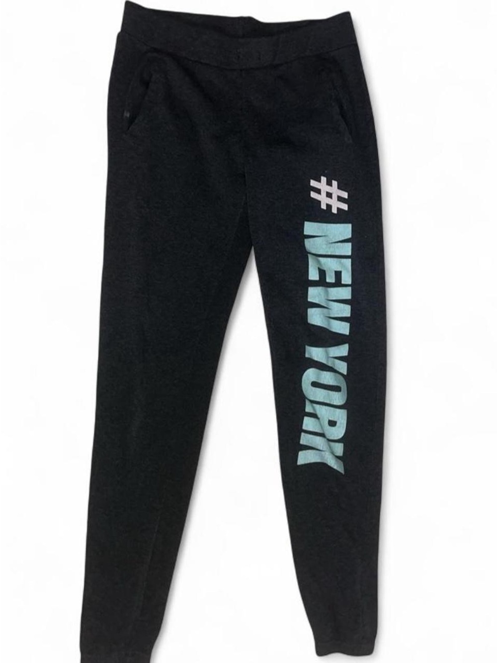 Bobbie Brooks Black Joggers with Teal 'NEW YORK' Graphic